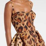 Claudia – Vestido Midi Bustier Leopardo Para Brillar Con Estilo