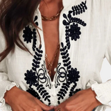 Clara – Blusa Vintage Con Bordados Étnicos Para Un Estilo Bohemio
