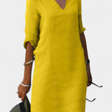 Clara – Vestido Elegante con Escote en V y Manga Tres Cuartos