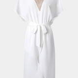 Elena – Vestido Blanco Cruzado con Detalles Elegantes y Frescos