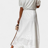 Clara – Vestido Camisero Elegante con Bordados y Cinturón Chic