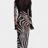 Marina – Vestido Largo Estampado Animal con Estilo Fascinante