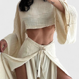 Clara – Conjunto Bohemio con Kimono y Pantalón Cruzado para Estilo y Comodidad