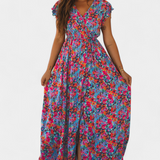 Olivia – Vestido Cruzado Largo con Estampado Floral para Momentos Radiantes