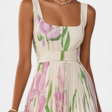 Marisol – Vestido Largo Floral Plisado para Un Estilo Elegante y Sofisticado