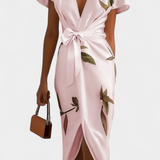 Lidia – Vestido Elegante con Estampado de Hojas Frescas