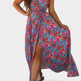 Olivia – Vestido Cruzado Largo con Estampado Floral para Momentos Radiantes