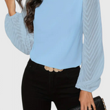 Marisol – Blusa Elegante de Manga Transparente para Brillar con Estilo