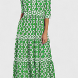 Tania – Vestido Midi con Estampado Único y Sofisticado