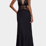 Clara – Vestido Largo Halter con Encaje Elegante para Brillar en Cada Ocasión