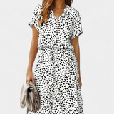 Renata – Vestido Midi de Lunares Con Estilo Juguetón y Comodidad Inigualable