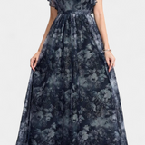 Mariana – Vestido Largo de Chifón con Estampado Floral para un Look Romántico y Fresco