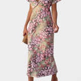 María – Vestido Elegante con Estampado Moderno y Escote en V