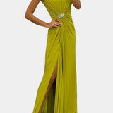 Nerea – Vestido Maxi Plisado con Abertura Lateral y Elegancia Atemporal