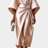 Elena – Vestido Largo de Satén con Brillo Elegante y Sofisticado