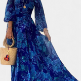 Isabel – Vestido Largo Off-Shoulder con Estampado Floral para Momentos Inolvidables