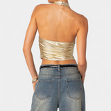 Valentina – Top Halter Metálico Para Brillar Con Estilo