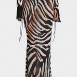 Marina – Vestido Largo Estampado Animal con Estilo Fascinante