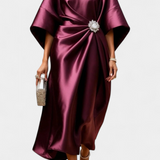 Elena – Vestido Largo de Satén con Brillo Elegante y Sofisticado