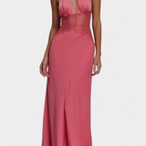 Clara – Vestido Largo Halter con Encaje Elegante para Brillar en Cada Ocasión