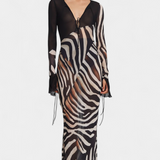 Marina – Vestido Largo Estampado Animal con Estilo Fascinante