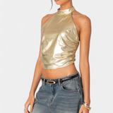 Valentina – Top Halter Metálico Para Brillar Con Estilo