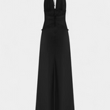 Clara – Vestido Largo Halter con Encaje Elegante para Brillar en Cada Ocasión