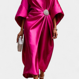 Elena – Vestido Largo de Satén con Brillo Elegante y Sofisticado