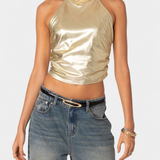 Valentina – Top Halter Metálico Para Brillar Con Estilo