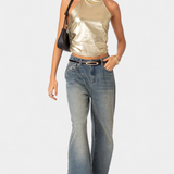 Valentina – Top Halter Metálico Para Brillar Con Estilo