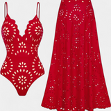 Rocío – Traje de Baño Elegante Con Falda y Detalles Florales