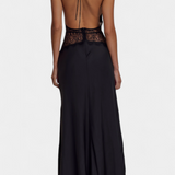 Clara – Vestido Largo Halter con Encaje Elegante para Brillar en Cada Ocasión