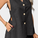 Mariana – Conjunto de Lino Sin Mangas para un Estilo Fresco y Elegante