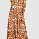 Tania – Vestido Midi con Estampado Único y Sofisticado