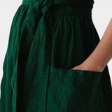 Claudia – Vestido de Algodón con Escote en V y Cintura Ajustable para una Elegancia Confortable