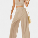 Isabel – Conjunto de Chaleco de Encaje y Pantalones Anchos, Elegancia y Comodidad en Cada Ocasión