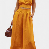 Isabel – Conjunto de Chaleco de Encaje y Pantalones Anchos, Elegancia y Comodidad en Cada Ocasión
