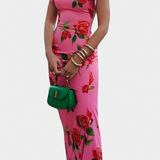 Ariadna – Vestido Qipao con Estampado de Rosas Moderno y Sofisticado