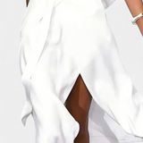Elena – Vestido Blanco Cruzado con Detalles Elegantes y Frescos